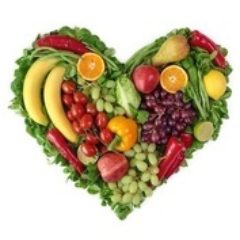 Heart shape made from various fruits